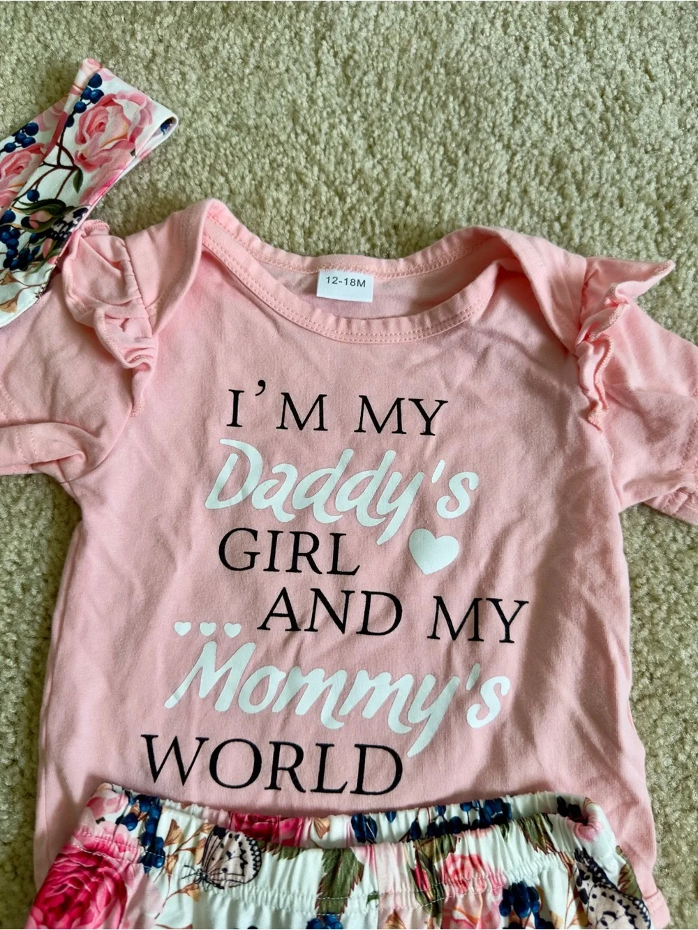 Pink Floral Mommy & Daddy Graphic Set for Girls